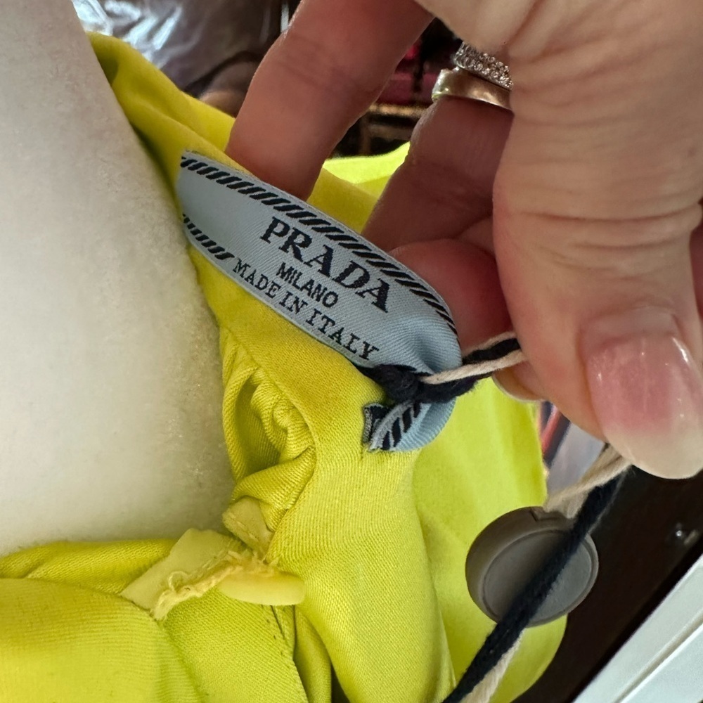 NEW PRADA Chartreuse Silk Blouse with Mandarin Collar - Picture 7 of 7